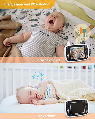 HelloBaby Baby Monitor,Hello Baby Monitor with Camera and Audio, 3.2'' LCD Screen,Rotate 355°horizontally and120°vertically,ECO Mode,Two-Way Audio, Night Vision,Temperature Monitoring, Lullabies - Image 7