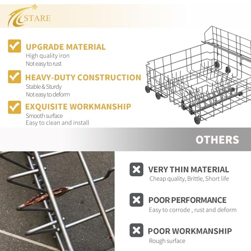 Allstare W10139223 Dishwasher Lower Rack Replacement for Whirlpool Maytag Jenn-Air Dishwasher Parts with 902990 Lower Shelf MDBD820AWW MDB7100AWQ Lower Dishrack Assembly Wheels Dishwasher Bottom Rack by Allstare - Image 4