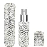 WedFeir 10ML Bling Perfume Spray Bottle, Rhinestone Travel Refillable Perfume Atomizer Bottle Bling Portable Mini Perfume Spray Dispensers. (Silver)