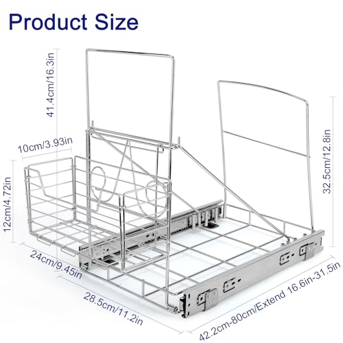 Image of Sleek Under-Cabinet Pull-Out Trash Can System: Featuring Adjustable Shelf & Easy-Detach Basket for Effortless Garbage Handling & Optimal Kitchen Organization