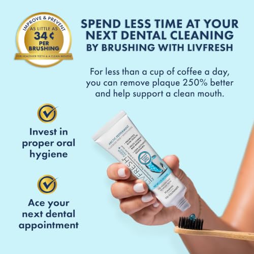 Image of LIVFRESH Toothpaste Gel, Clinically Proven to Remove Plaque 250% Better, Does Not Irritate Gums, Reduces Tartar Buildup, Fights Bad Breath, Lasting Cooling Effect, SLS Free, Arctic Peppermint