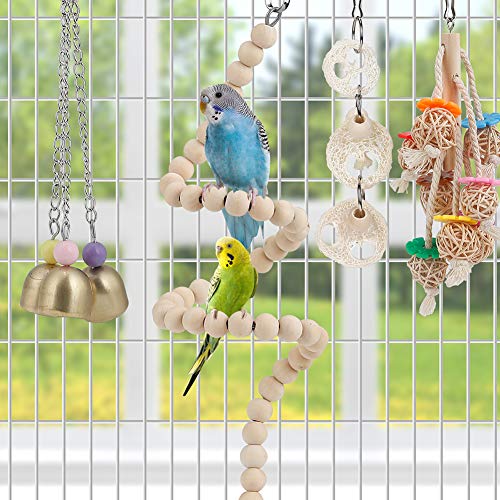 Toys For Bird Parakeet Toy Bird Perch Bird Cage Hammock Coconut Hideaway With Ladder Hanging Bell Swing Chewing Hanging Toy For Parakeet,Conure,Cockatiel,Love Birds,Parrots #TOP3