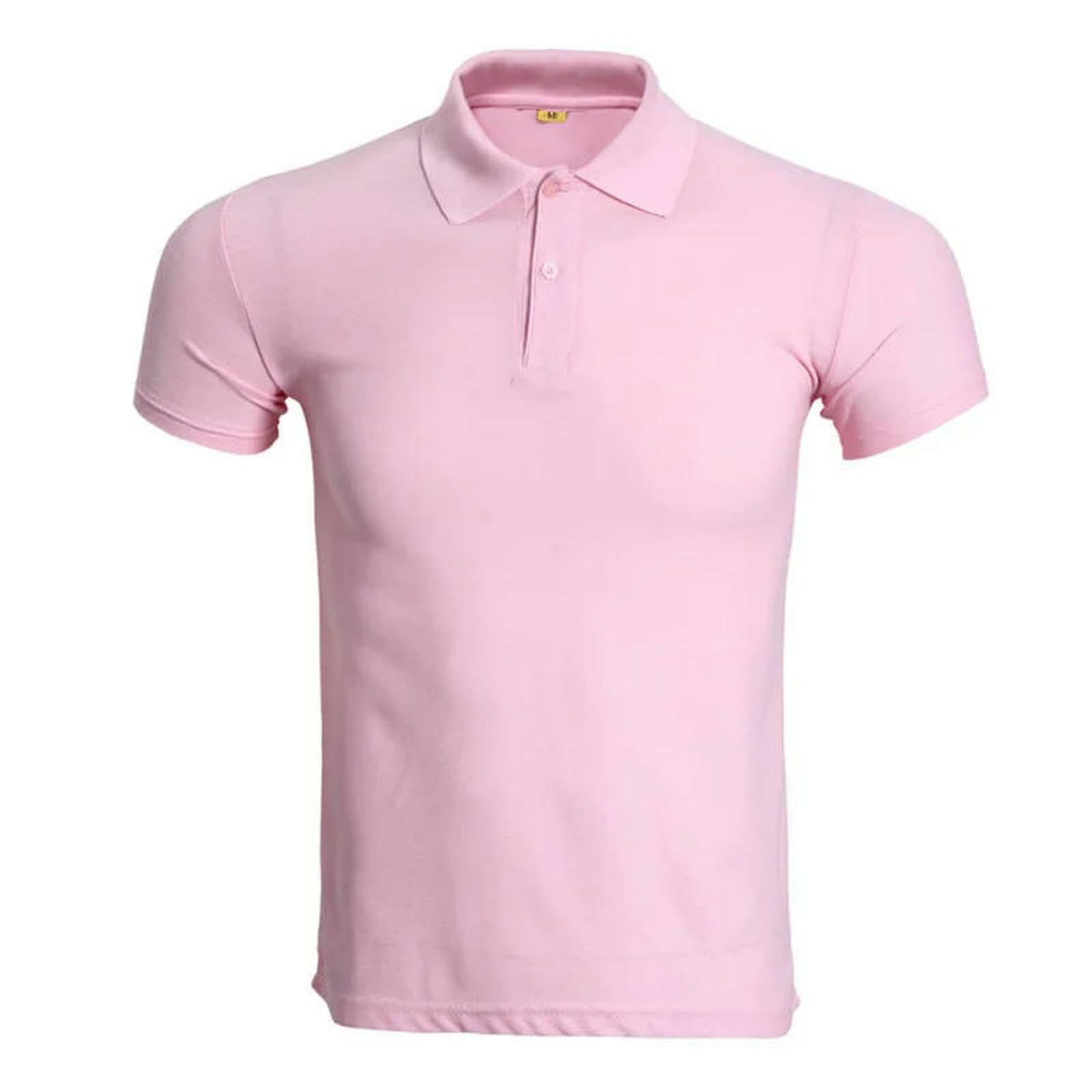 Męski T-shirt różowy krótki rękaw koszula letnia praca Slim Fit Atmable T-shirt-różowy-l