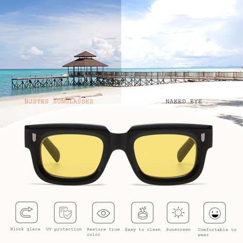 HJSTES Thick Square Sunglasses for Men Women Chunky Rectangle Frame Retro Designer Shades UV400 Protection4