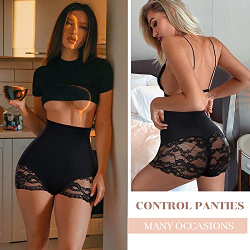 Tummy Control Shapewear Panties For Women High Waisted Body Shaper Shaping Underwear Slimming Panty Girdle (#1 Black,X-Large) #TOP4