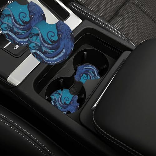 Portavasos para carro con diseño de pulpo azul, 2 piezas miniatura 1