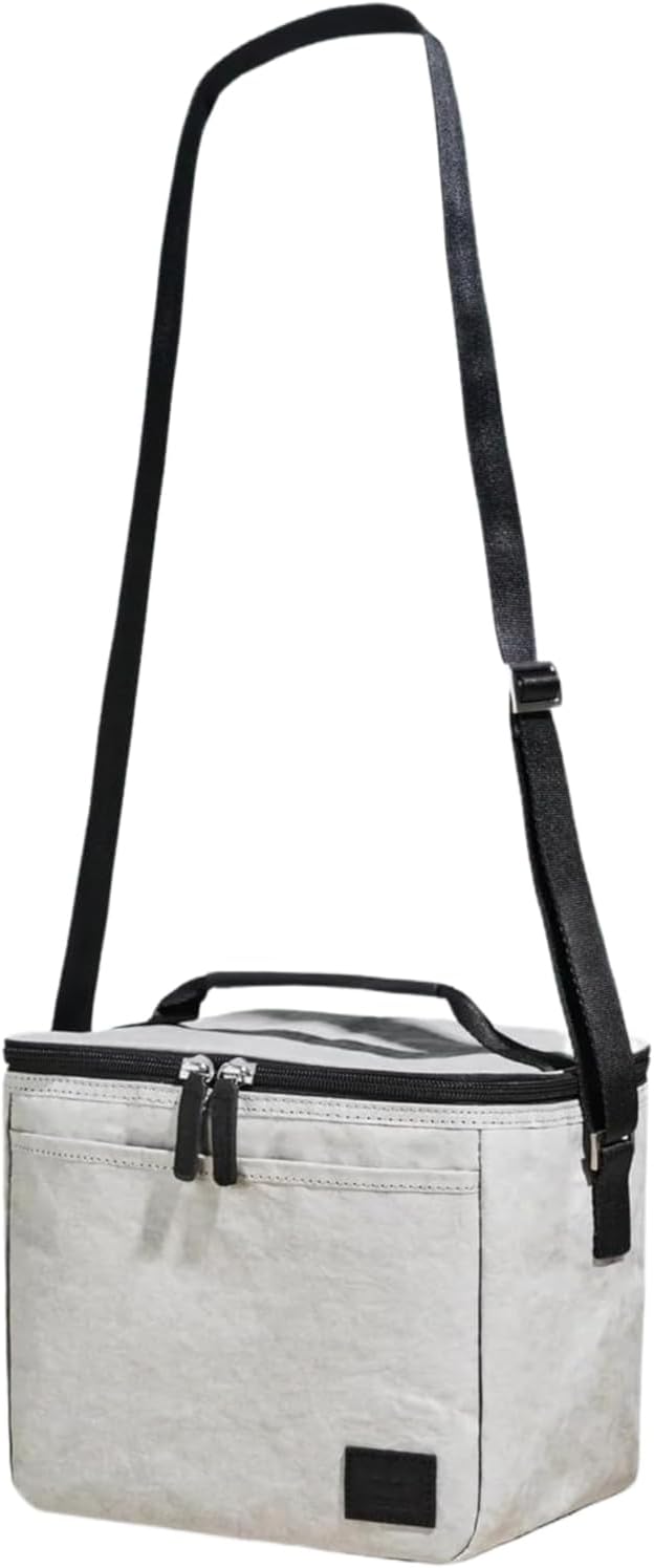 Out of the Woods Dolphin Lunch Cooler, Reusable & Eco-Friendly, Insulated, Washable Paper, Messenger Strap, Exterior Pocket, Zipper Closure, Gray