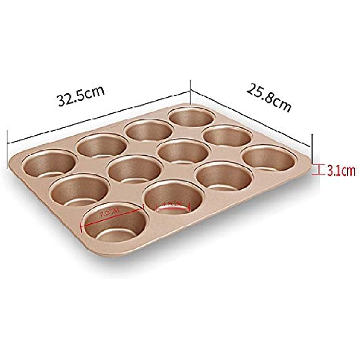 CANDeal Molde Para Muffins Antiadherente Para Hornear, Molde Para Cupcakes Grande De 12 Cavidades, Revestimiento Antiadherente Fácil De Desmoldar Apto Para Alimentos, Bandeja Para Muffins Diseñada