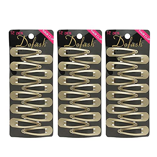 Dofash 36Counts(3X12Count Package) Snap Hair Clips Hair Grips Metal Hair Clips 5Cm Hair Decoration For Girls (Blonde)