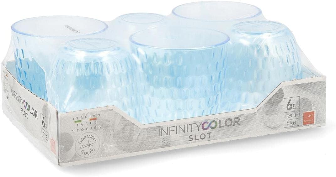 Bormioli Rocco Slot Glasses Set, Blue, 6 units