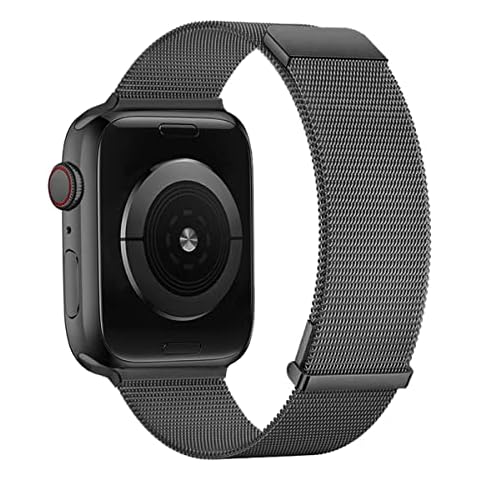 MroTech Replacement for Apple Watch Band 49mm 45mm 44mm 42mm Metal Solid Stainless Steel Mesh Magnetic Strap Compatible with iWatch Serie Ultra 8 7 6 5 4 3 2 1 Milanese Loop for Women & Men,Dark Grey Cover