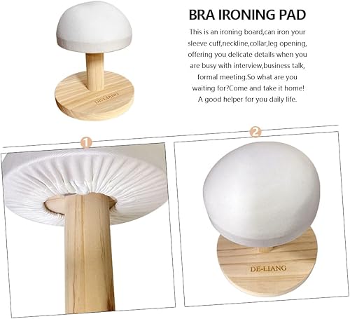 Miniatura 4 de Sujetador de madera Tabla de planchar Mini hierro acolchado manga almohada taburete con base redonda para mesa pequeña almohadilla de prensado jamón