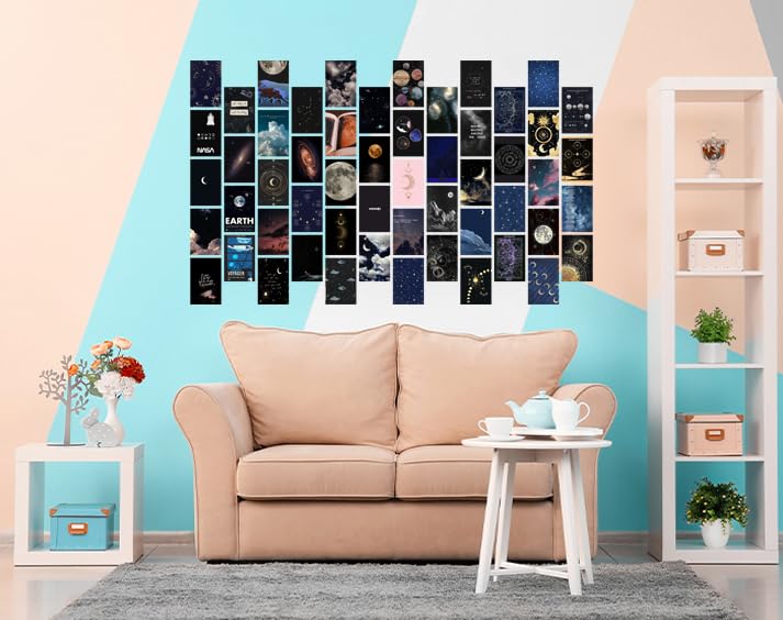 Image of Pack of 54 Moonlight Wall Collage Kit Posters - 4 x 6 Inches Wall Decor Poster - Wall Art For Bedroom, Living room, Office - 1 Tissue Tape