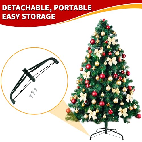 Christbaumständer 40/50/60 cm - Baumständer für Künstliche Weihnachtsbaum Kreuz Basis 150-240 cm - Klappbarer Weihnachtsbaumständer mit 2.2-3.2 cm Bohrung - Grüner Tannenbaumständer