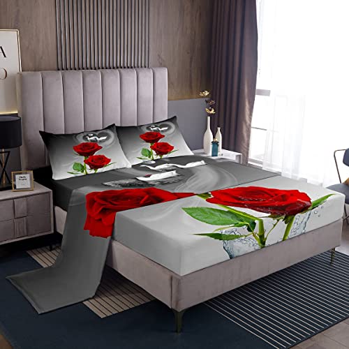 Loussiesd - Set di biancheria da letto con motivo rose