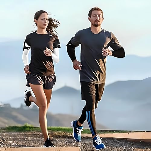 Image of PulGos Combo - UV Protection Arm Sleeves for Men & Women with Thumb Hole | UPF 50 Sun Protection Sleeves for Cricket, Cycling, Running & Bike Riding | Breathable & Cooling Fabric for All-Day Comfort