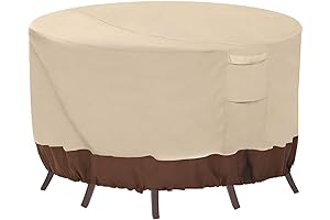 Beige & Brown Waterproof Circle Table Cover