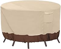 Vailge Waterproof Round Patio Furniture Cover for Table & Chair Sets, UV Resistant Anti-Fading, 84" DIA x 28"H Beige/Brown