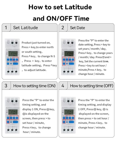 Image of Din Rail Astronomical Timer Switch Display 16A 20A 30A Control Latitude Switch 110V 220V(THC-15B-AC220V)