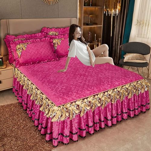 HLTQL Faldas De La Cama,Colcha de Terciopelo Sábana Bajera con Faldón, Colcha con Falda,Protector De Colchón, Colcha, Cubrecama(*3,180 * 220cm)