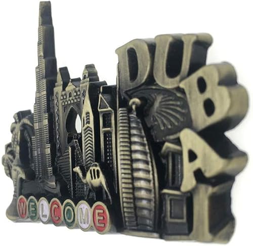 Miniatura 3 de Dubai Emiratos Árabes Unidos imán de nevera 3D Metal hecho a mano Artesanía Turística Viaje Ciudad Recuerdo Colección Refrigerador Peg