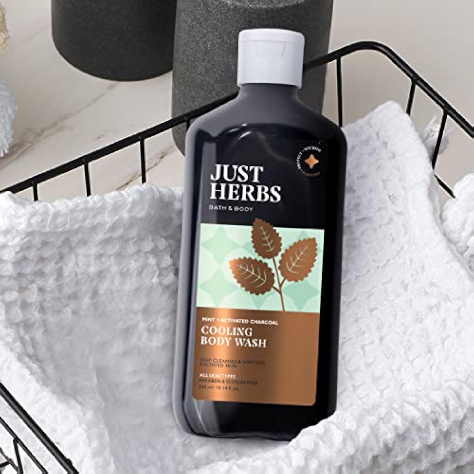 Just Herbs Deep Cleansing Cooling Body Wash with Mint and Activated Charcoal, 300 ml & Roll on Deo for Men