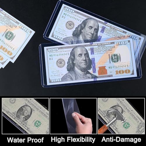 26 fundas rígidas transparentes para billetes, 6.5x2.8 pulg. miniatura 3