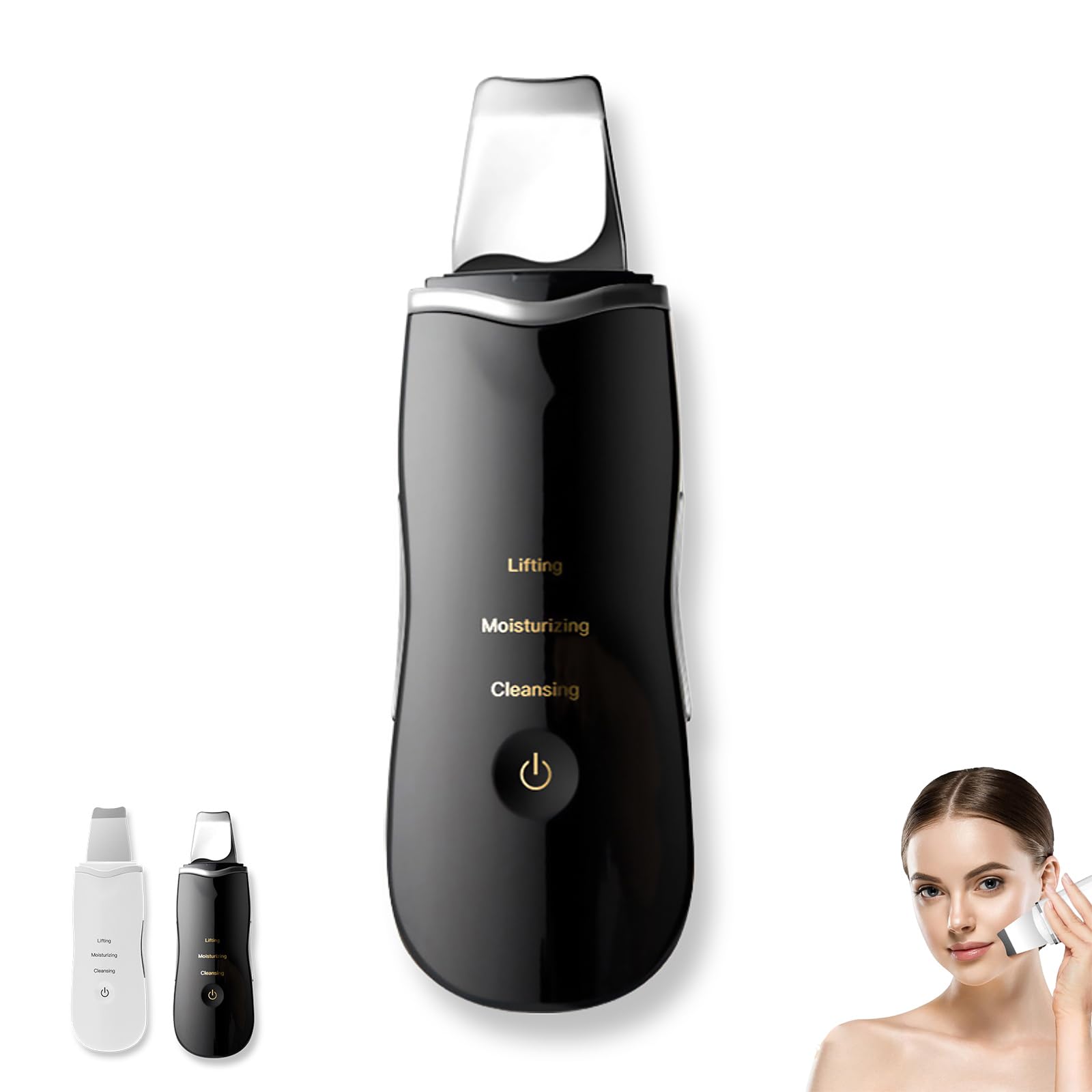 Depurador Ultrasónico De La Piel, Dispositivo Exfoliante, Limpiador Facial Y Removedor De Espinillas, Removedor De Arrugas, Extractor De Comedones Con 3 Modos, Recargable Por USB (Black)