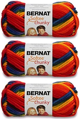 Bernat Softee Chunky School Yard Yarn - 3 Pack of 80g/2.8oz - Acrylic - 6 Super Bulky - 77 Yards - Knitting/Crochet