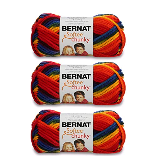 Image of Bernat Softee Chunky School Yard Yarn - 3 Pack of 80g /2.8oz - Acrylic - 6 Super Bulky - 77 Yards - Knitting /Crochet