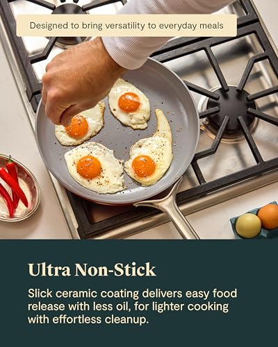 Image of Caraway Nonstick Ceramic Frying Pan (2.7 qt, 10.5 inch) - Non Toxic, PTFE & PFOA Free - Oven Safe & Compatible with All Stovetops (Gas, Electric & Induction) - Marigold