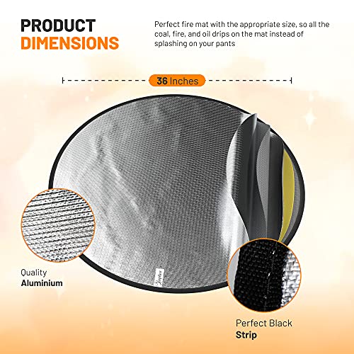 Xapler Fire Pit Mats 5 Layers (36" Round) For Under Fire Pit & Grill - Perfect Fireproof Mat For Under Fire Pit - Waterproof & Resists Up To 2000°F - Fire Pit Mat For Deck, Campsite & Grass #TOP1