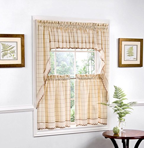 Home Kitchen Curtain Set Swag Pair Tier Pair Toast 36 Valance Set