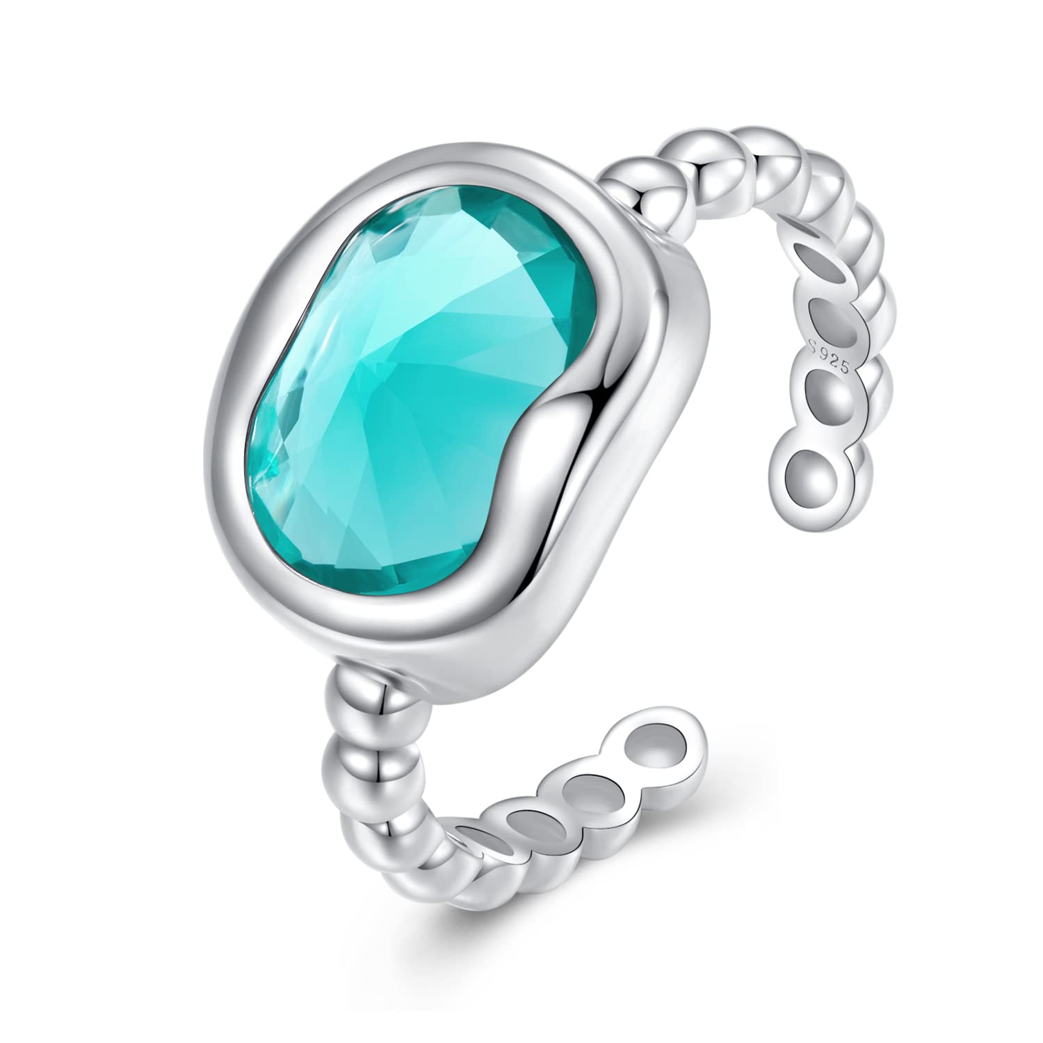Anillos Ajustables con Piedra Natal de enero, Piedra Natal del Mes de Nacimiento, Anillos Abiertos, Regalo de cumpleaños para niñas Adolescentes