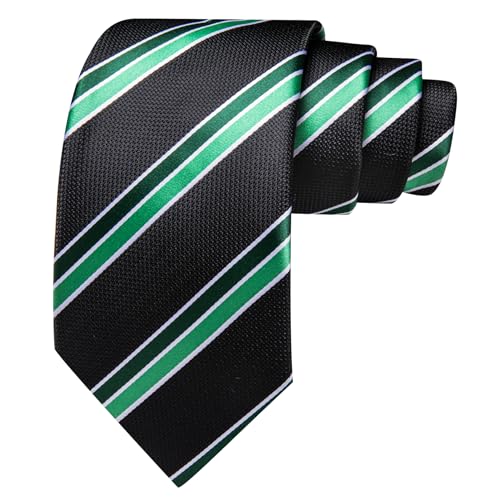 Image of Barry.Wang Man Stripe Ties Set Silk Woven Pocket Square Necktie Cufflinks Formal Party Business