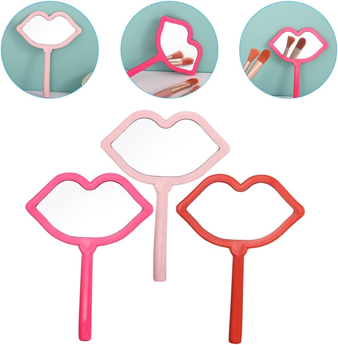 3pcs Lips Shaped Hand Mirror Portable High Definition Makeup image 5