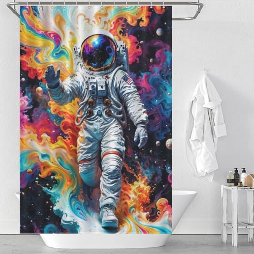 Rideau de douche en tissu haut de gamme imperméable Astronaut