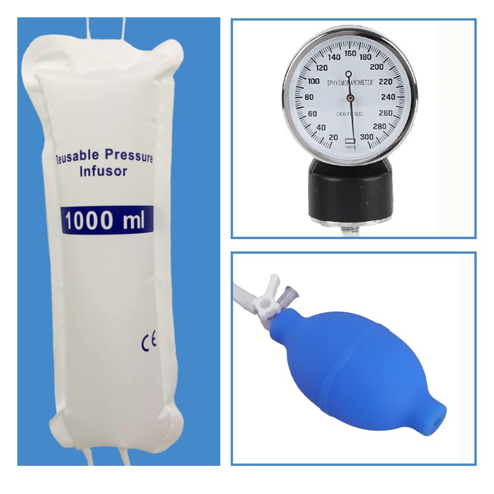 Sac de pression portable avec jauge et pompe, transparent, 1000 ml, 1 pièce