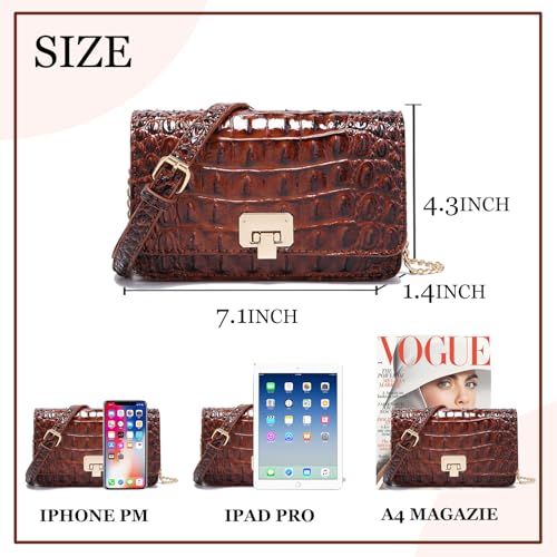 Image of Makcr Joacbv Small Crocodile Crossbody Cell Phone Purse for women Vegan Leather Clutch Wallet with Leather Shoulder Strap | Small