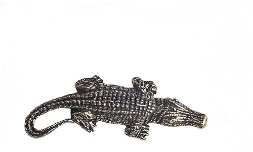 DMtse Estatuas de cocodrilo de latón chino para escultura animal Lucky para coleccionables, regalo