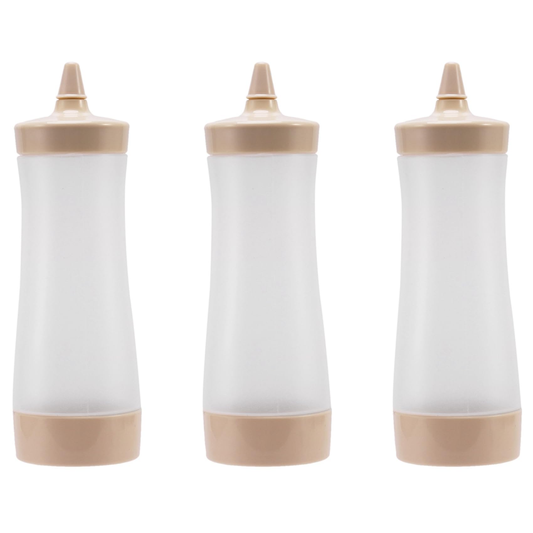 Hndhbfgrt 3X Squeeze Bottle Gravy Boat Plastic Sauce Vinegar Oil Ketchup Gravy Cruet Condiment Dispenser Beige + Transparent