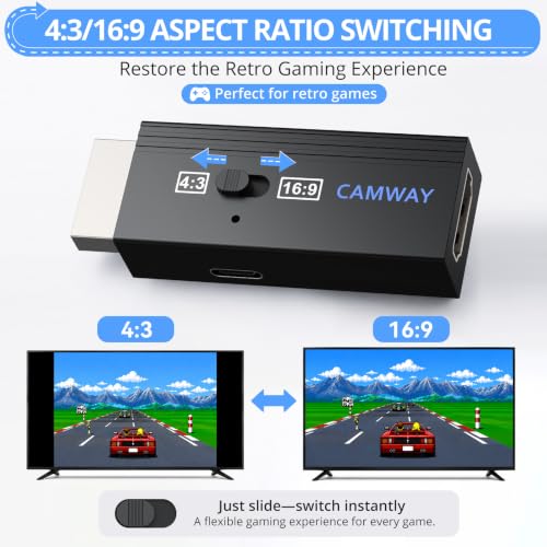 Image of CAMWAY HDMI Cable Adapter for PS2 PS1 Console,4:3 /16:9 Ratio on 1080P TV | PS2 to HDMI Converter,Plug&Play, Converts AV Signal to HDMI Video Audio for PS2 PS1 Console Retro Game and TV /Monitor,No Lag