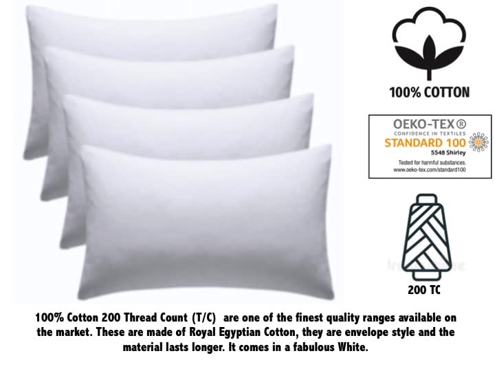 ZSYY 100% Egyption Cotton Pack of 4 Housewife Pillowcase 250 Thread Count size 50 X 75 CM, White - Image 4