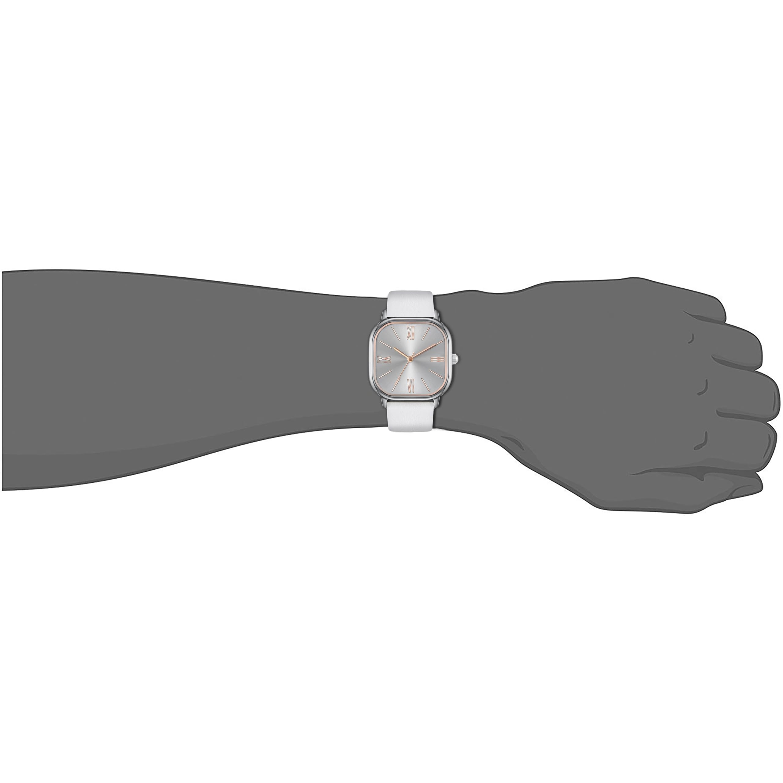 Reloj cuadrado para mujer, correa de cuero fácil de leer, Blanco, Reloj minimalista, vestido 7