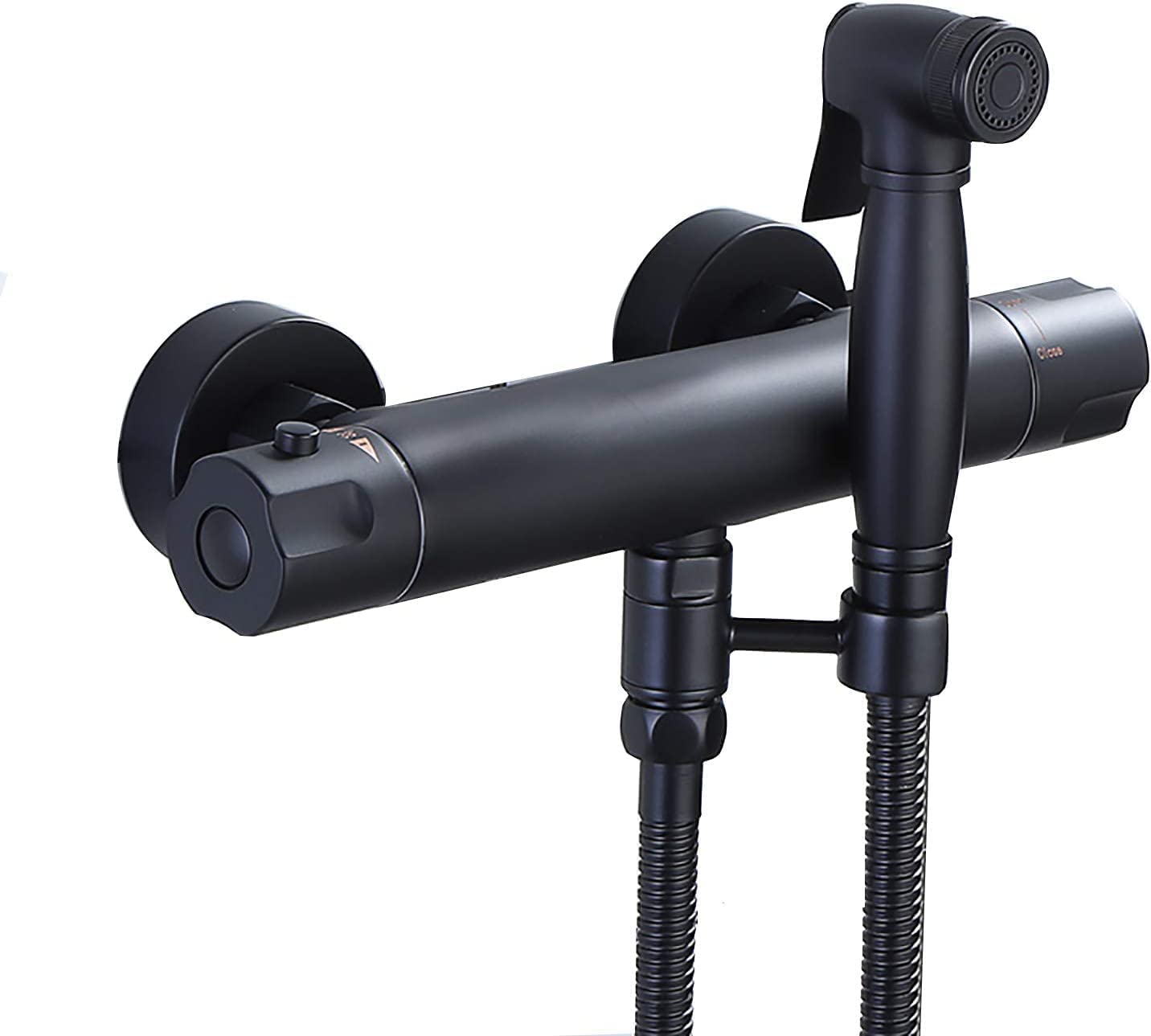 DAHSLNWKN Sprayer Kit Black HandheldSprayer for Toilet, Thermostatic ToiletSprayer Kit Wall Mounted Brass Bathroom Cloth Diaper Sprayer Set for Personal Hygiene