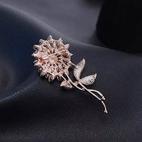 Image of BeeGift Brooches for Women, Sunflower Brooch Pin Wedding Embellishment DIY Brooch Mother's Gift (Gold Crystal-1pcs)
