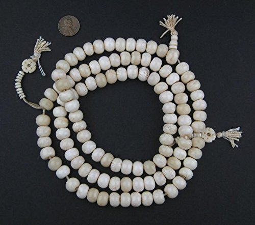 The Bead Chest Round White Bone Beads - Long Strand