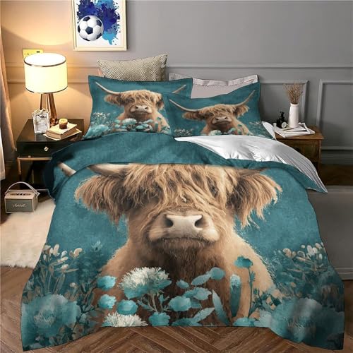 Housse de couette Highland 220x240 cm avec 2 taies d'oreiller en microfibre