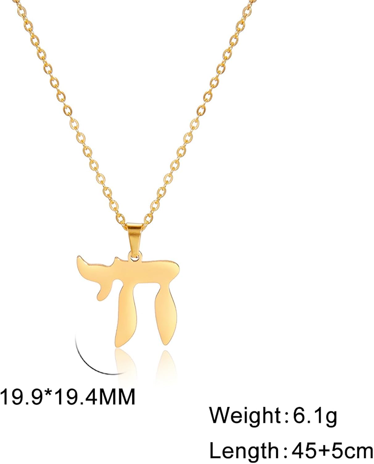 VASSAGO Jewish Hebrew Chai Pendant Necklace for Women Men Chai Symbol Stainless Steel Jewish Chai Arabic Chain Amulet Religion Jewelry Gifts