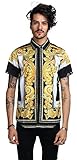 PIZOFF Men's Luxury Short Sleeve Floral Print Button Down Dress Shirt Y1782-03-M